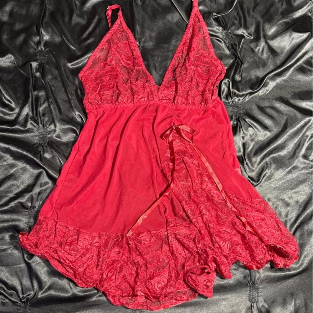 Red lace lingerie dress with
